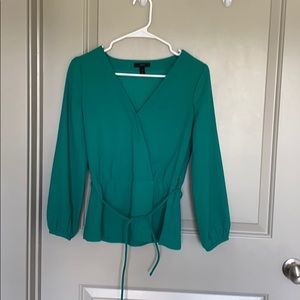 Jcrew kelly green wrap blouse